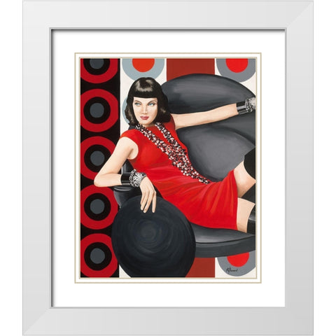 Femme 7 White Modern Wood Framed Art Print with Double Matting by Bernard, Anne