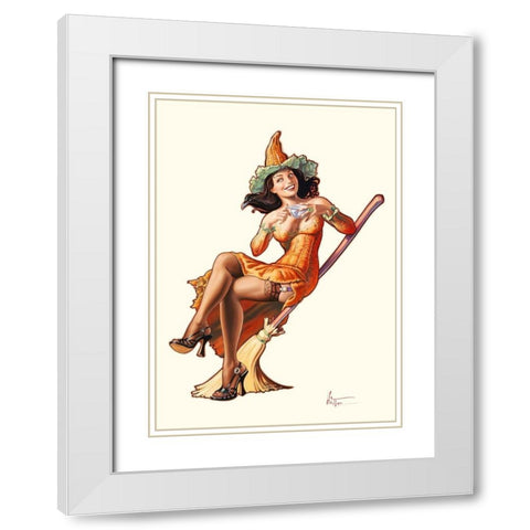 Le The de la sorciere White Modern Wood Framed Art Print with Double Matting by Hitte, Patrick