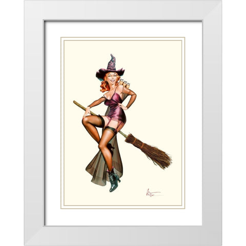 Chouette sorciere White Modern Wood Framed Art Print with Double Matting by Hitte, Patrick