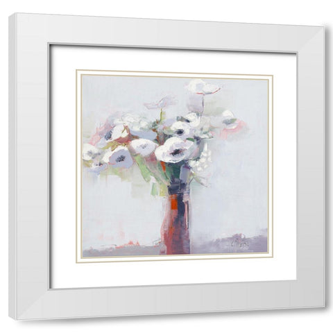 Anemones II White Modern Wood Framed Art Print with Double Matting by Parise, Chantal