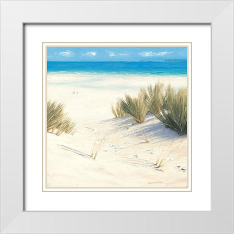 Footprints in the Sand White Modern Wood Framed Art Print with Double Matting by Atkinson, Caroline