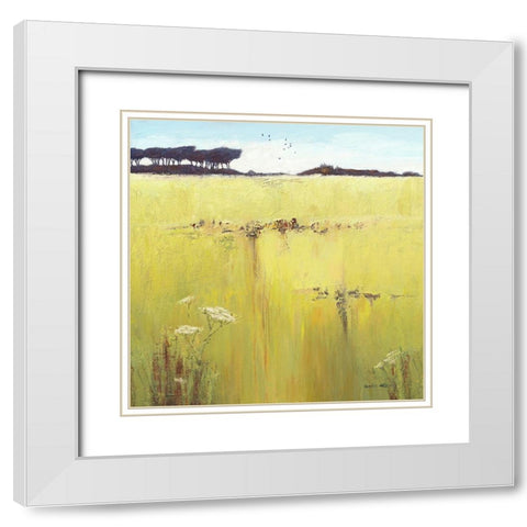 Cornish Meadow White Modern Wood Framed Art Print with Double Matting by Atkinson, Caroline