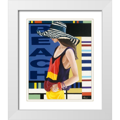 Femme 9 White Modern Wood Framed Art Print with Double Matting by Bernard, Anne