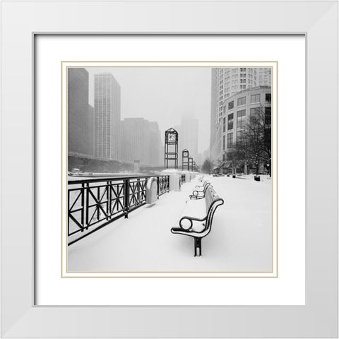 Chicago River Promenade in Winter White Modern Wood Framed Art Print with Double Matting by Butcher, Dave