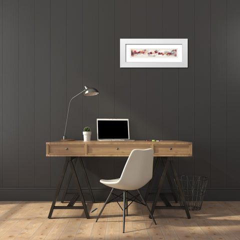 Farandole III White Modern Wood Framed Art Print with Double Matting by Ball, Veronique
