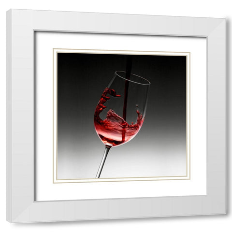 Liquids V White Modern Wood Framed Art Print with Double Matting by Hillert, Peter
