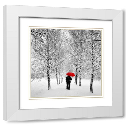 Der einsame Weg White Modern Wood Framed Art Print with Double Matting by Steger, Uwe