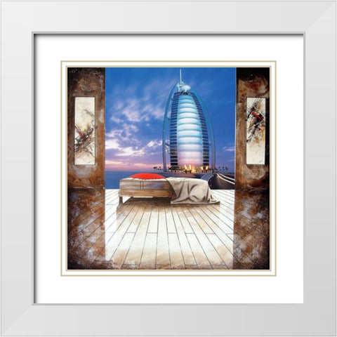 Nous deux a Doubai White Modern Wood Framed Art Print with Double Matting by MN.FF