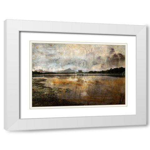 Un pont en reve White Modern Wood Framed Art Print with Double Matting by Le Visage, J-M