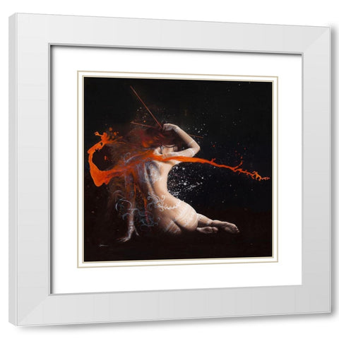 Samidha I White Modern Wood Framed Art Print with Double Matting by Cazal, Cedric