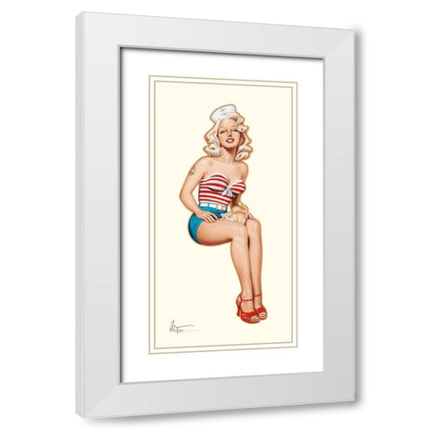 Mousse a chat White Modern Wood Framed Art Print with Double Matting by Hitte, Patrick