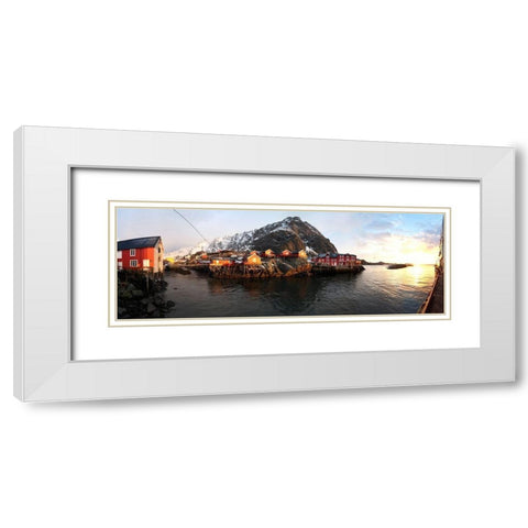 Alte Fischerhutten - Lofoten - Panorama White Modern Wood Framed Art Print with Double Matting by Fischer, Rolf