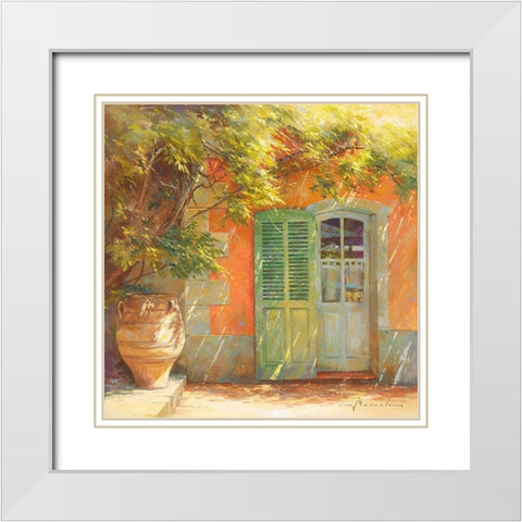 A l ombre de la glycine White Modern Wood Framed Art Print with Double Matting by Messely, Johan