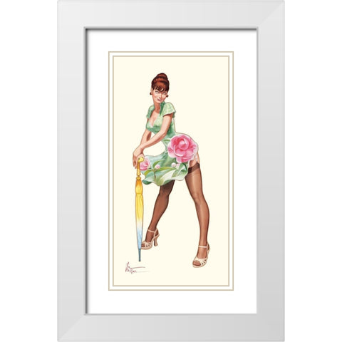 Camelia White Modern Wood Framed Art Print with Double Matting by Hitte, Patrick