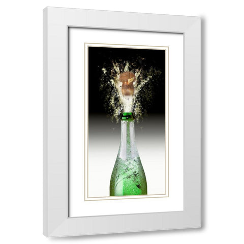 Splashing Cork I White Modern Wood Framed Art Print with Double Matting by Hillert, Peter