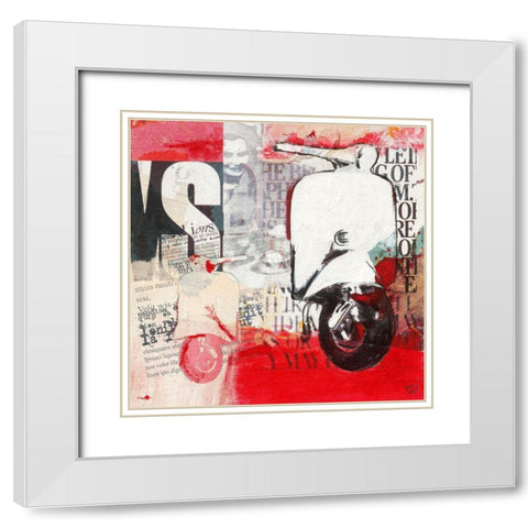 Pensee I White Modern Wood Framed Art Print with Double Matting by Ducret, Patrice