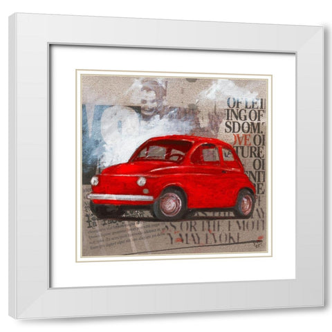 Crazy Car White Modern Wood Framed Art Print with Double Matting by Ducret, Patrice
