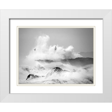 Storm in Cantabria White Modern Wood Framed Art Print with Double Matting by Cano, Marina