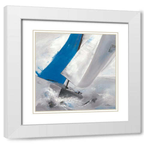 Voile bleue I White Modern Wood Framed Art Print with Double Matting by Allaire, Lydie