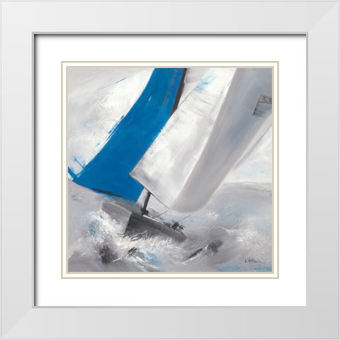 Voile bleue I White Modern Wood Framed Art Print with Double Matting by Allaire, Lydie