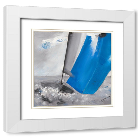 Voile bleue II White Modern Wood Framed Art Print with Double Matting by Allaire, Lydie