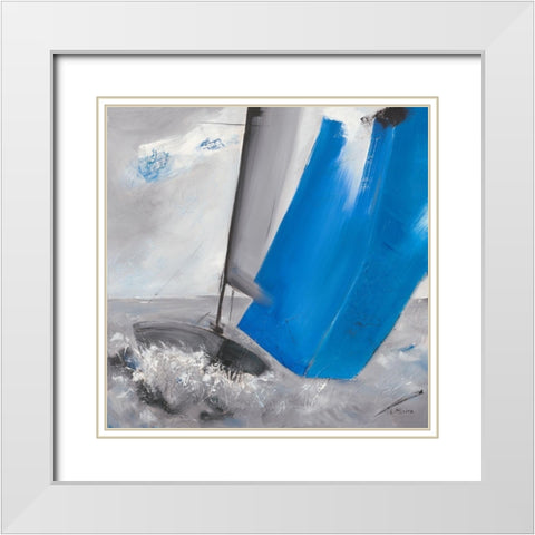 Voile bleue II White Modern Wood Framed Art Print with Double Matting by Allaire, Lydie