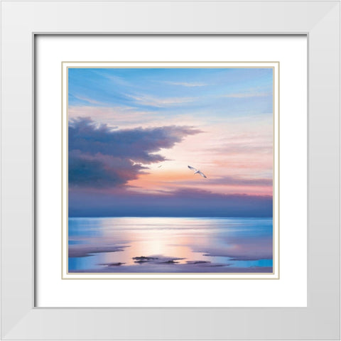 Sunset Flight White Modern Wood Framed Art Print with Double Matting by Sim, John F