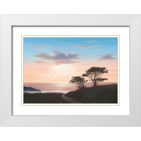 Eagles Nest Cornwall White Modern Wood Framed Art Print with Double Matting by Sim, John F