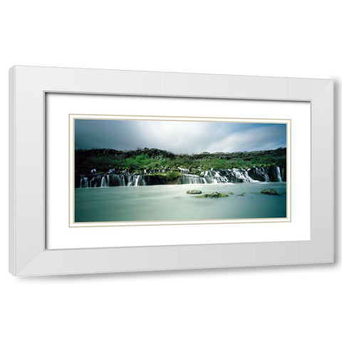 Hraunfossar-Island White Modern Wood Framed Art Print with Double Matting by Seidel, Leo