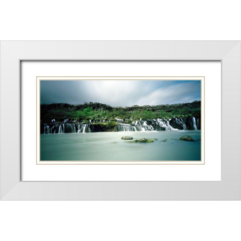 Hraunfossar-Island White Modern Wood Framed Art Print with Double Matting by Seidel, Leo
