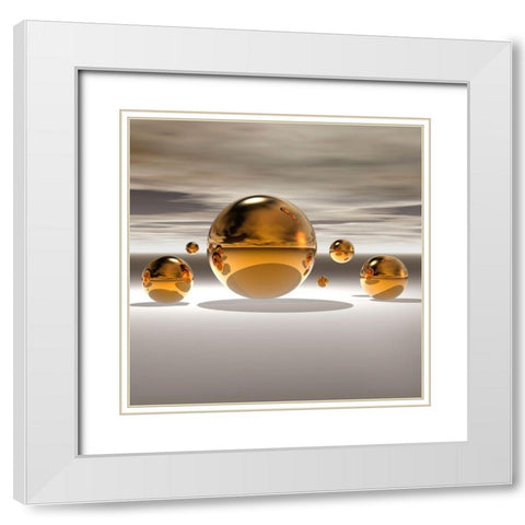 Golden Bowl II White Modern Wood Framed Art Print with Double Matting by Hillert, Peter