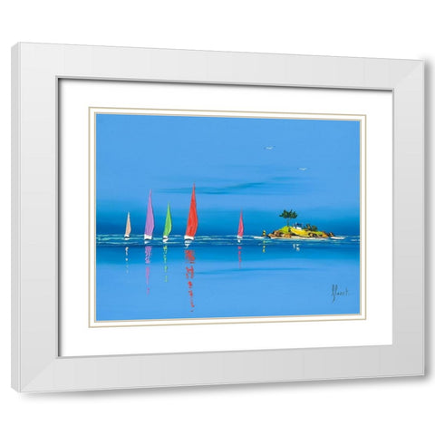 Jour de regate II White Modern Wood Framed Art Print with Double Matting by Flanet, Frederic