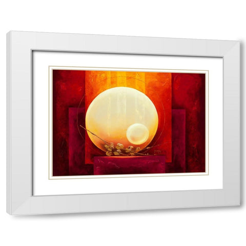 Amour infini White Modern Wood Framed Art Print with Double Matting by Triki, Bernadette