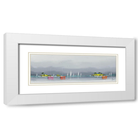 Regate du golf White Modern Wood Framed Art Print with Double Matting by Flanet, Frederic