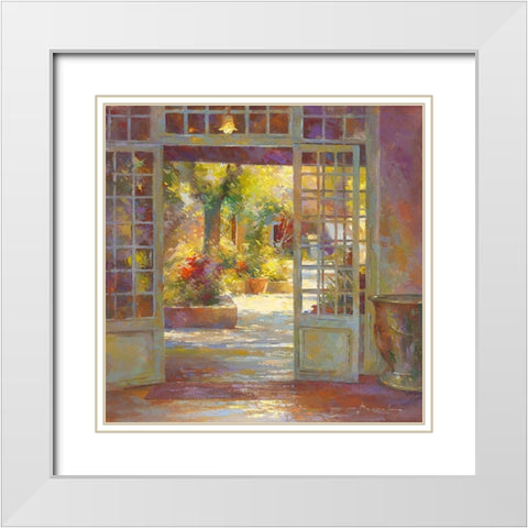 Au jardin des antiquaires White Modern Wood Framed Art Print with Double Matting by Messely, Johan