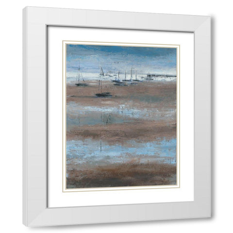 Maree basse et jetee White Modern Wood Framed Art Print with Double Matting by Persillon, Francoise