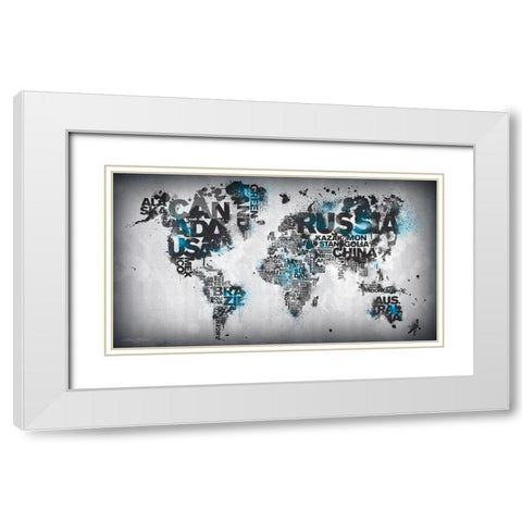 Minimal Blue White Modern Wood Framed Art Print with Double Matting by Mikael D. Design