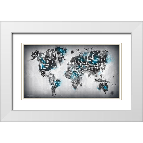 Minimal Blue White Modern Wood Framed Art Print with Double Matting by Mikael D. Design