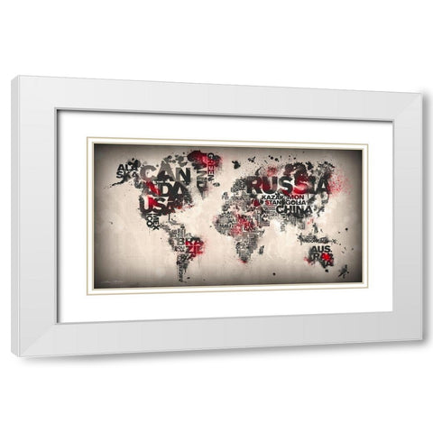 Minimal Red White Modern Wood Framed Art Print with Double Matting by Mikael D. Design