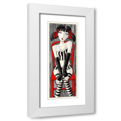 Brune aux couettes White Modern Wood Framed Art Print with Double Matting by MIROTA