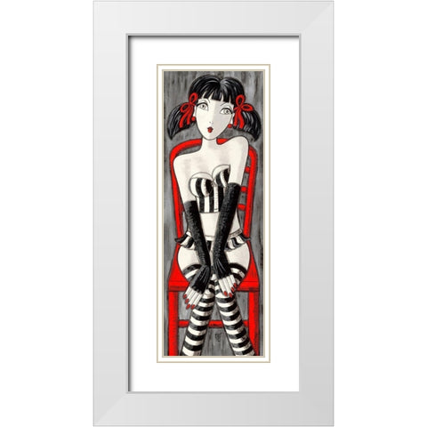Brune aux couettes White Modern Wood Framed Art Print with Double Matting by MIROTA