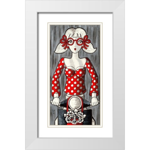 Petite Vespa White Modern Wood Framed Art Print with Double Matting by MIROTA