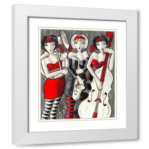 Jazz Band White Modern Wood Framed Art Print with Double Matting by MIROTA