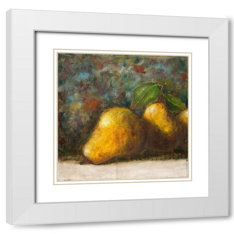 Triptyque poires I White Modern Wood Framed Art Print with Double Matting by Lionnet, Pascal