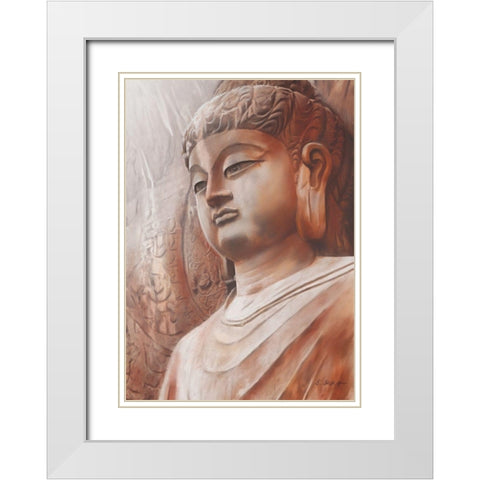 Buddha III White Modern Wood Framed Art Print with Double Matting by Seifert, Brita