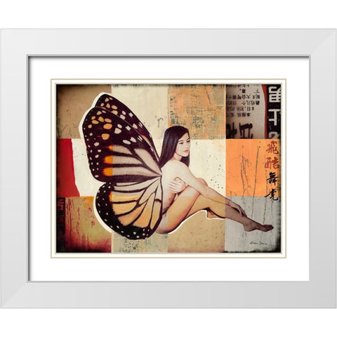 Butterfly II White Modern Wood Framed Art Print with Double Matting by Shirin Donia