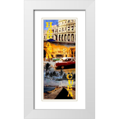 Habana Cuba White Modern Wood Framed Art Print with Double Matting by Carlson, Don