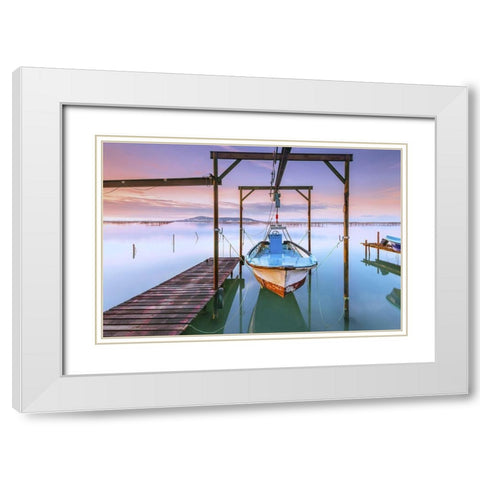 Suspendu White Modern Wood Framed Art Print with Double Matting by Bertrande, Arnaud