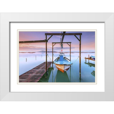 Suspendu White Modern Wood Framed Art Print with Double Matting by Bertrande, Arnaud