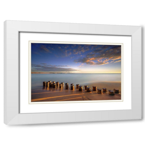 Diagonale White Modern Wood Framed Art Print with Double Matting by Bertrande, Arnaud